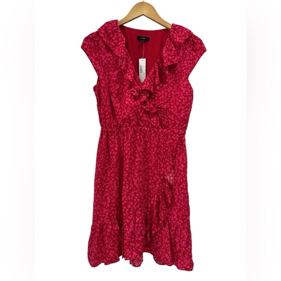 J. Crew Dresses & Skirts - NWT J. Crew V Neck Ruffled Knee Length Dress in Tossed Bouquet Print - Size 2